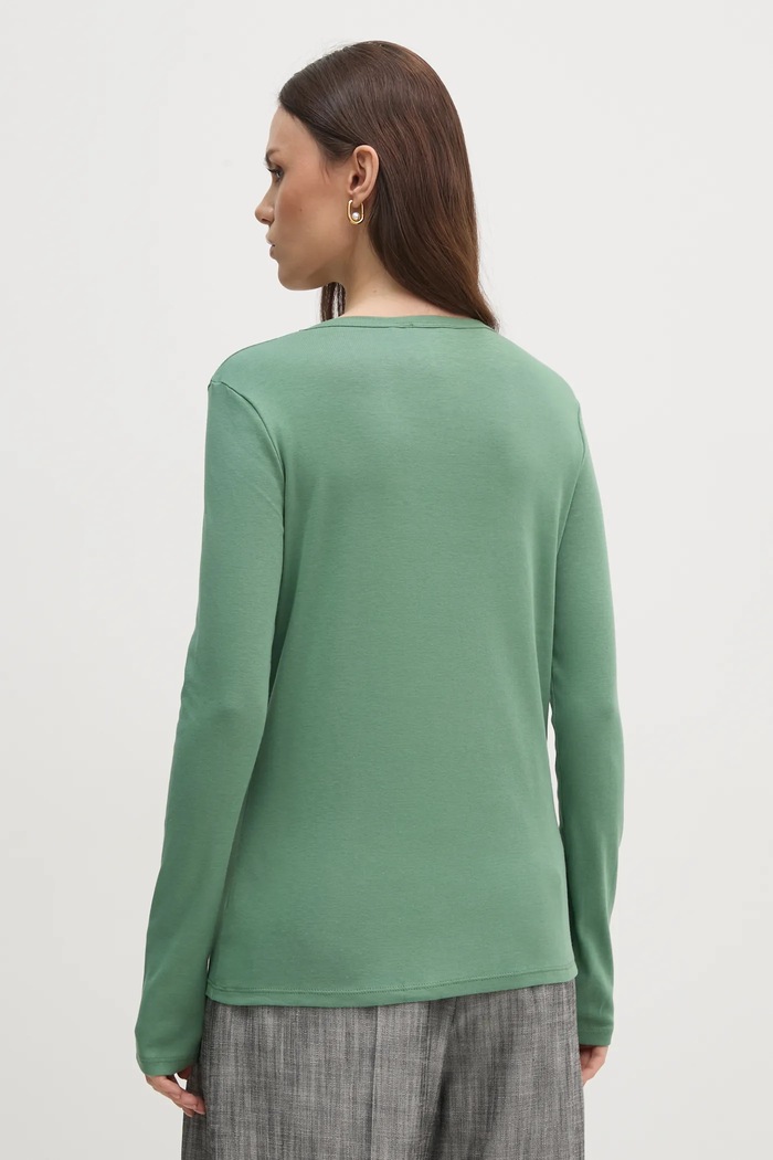 Bavlněné tričko s dlouhým rukávem United Colors of Benetton 3GA2E16F9 zelená AW25