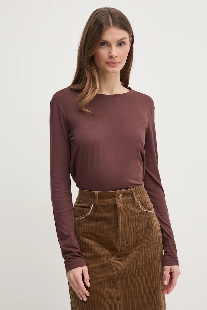 Sisley longsleeve brązowy 3QU4L102Y