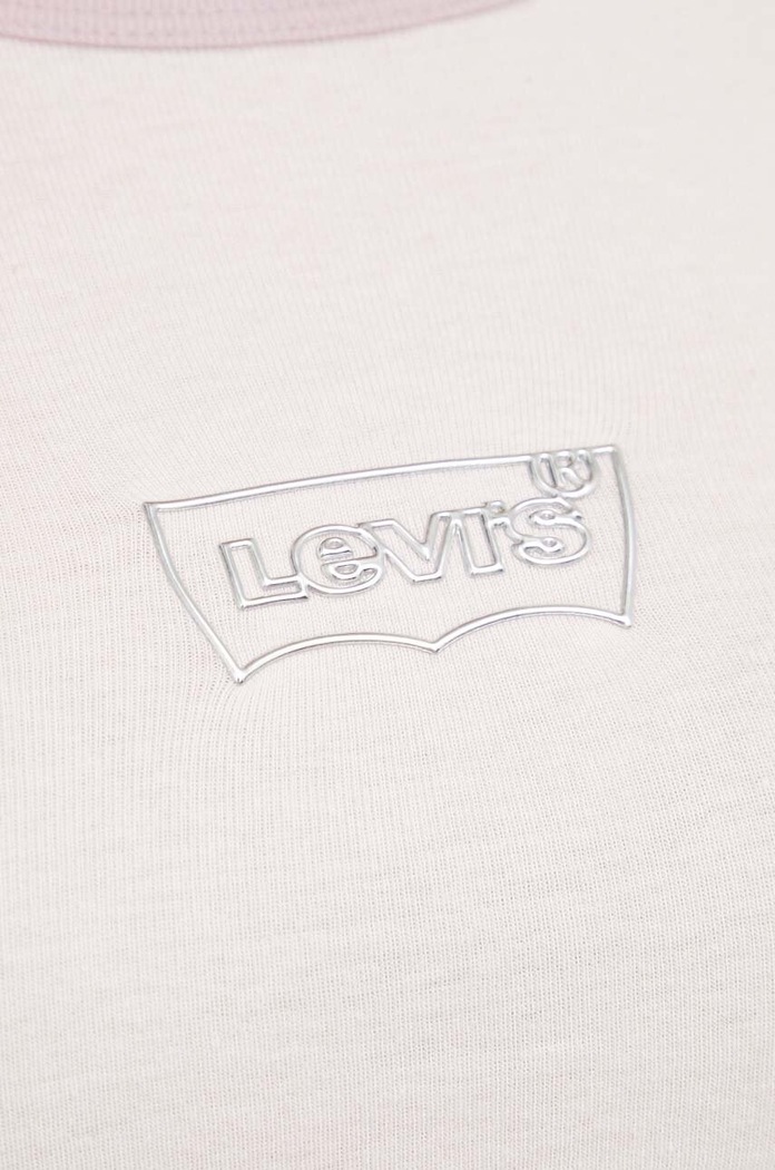 Bavlněné tričko s dlouhým rukávem Levi's A7430 růžová