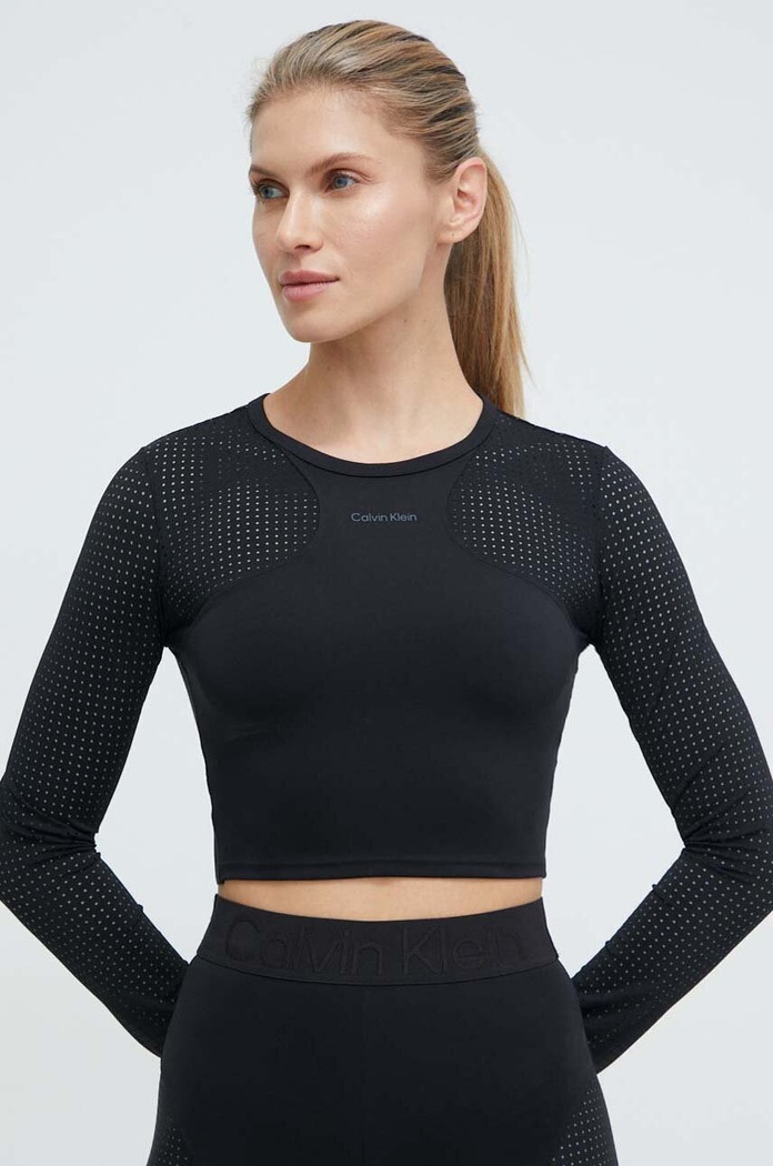 Calvin Klein Performance longsleeve treningowy z elastanem czarny 00GWS4K261