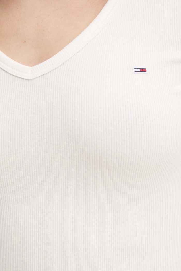 Tommy Jeans tričko s dlhým rukávom dámske s bavlnou DW0DW17990 béžová