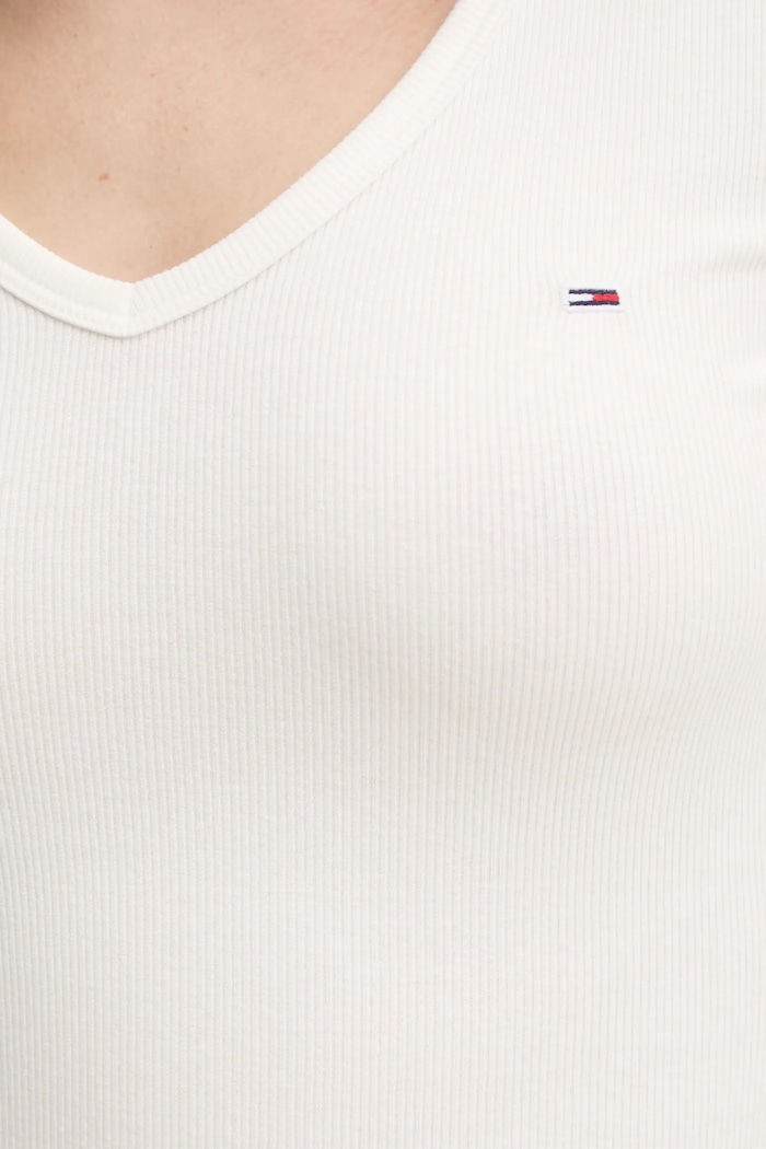 Tommy Jeans tričko s dlhým rukávom dámske s bavlnou DW0DW17990 béžová