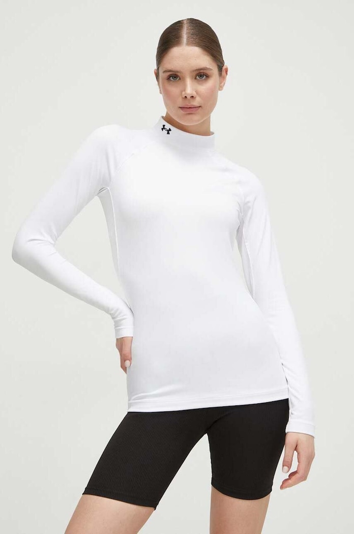 Under Armour longsleeve treningowy ColdGear Authentics z elastanem biały 1368702