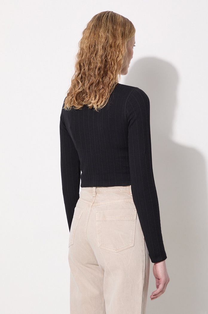 Abbigliamento JW Anderson top a maniche lunghe in cotone Cropped Anchor Embroidery Longsleeve Top JO0211.PG1501.999 nero