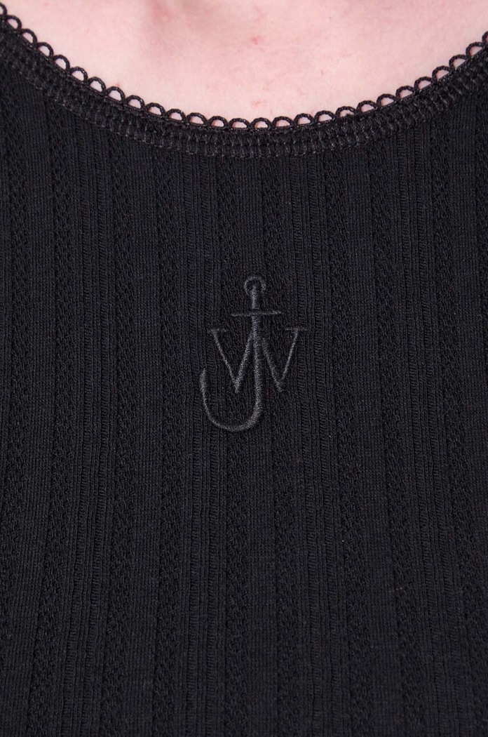 JW Anderson top a maniche lunghe in cotone Cropped Anchor Embroidery Longsleeve Top JO0211.PG1501.999