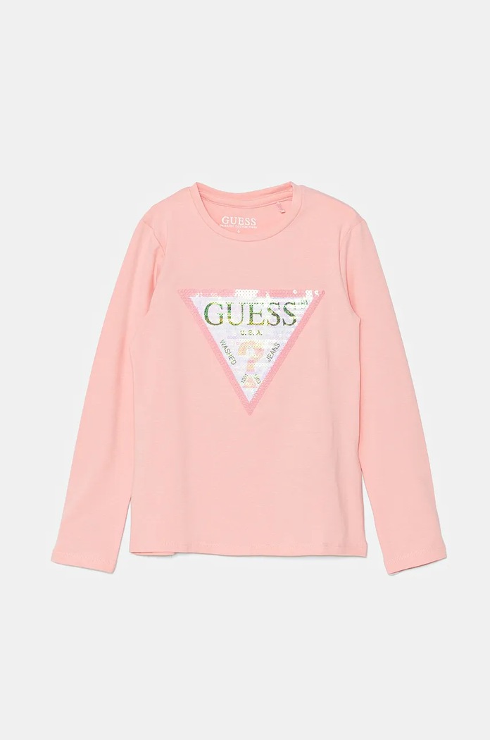 Dětské tričko s dlouhým rukávem Guess s elastanem růžová K4RI30.K6YW1.PPYH