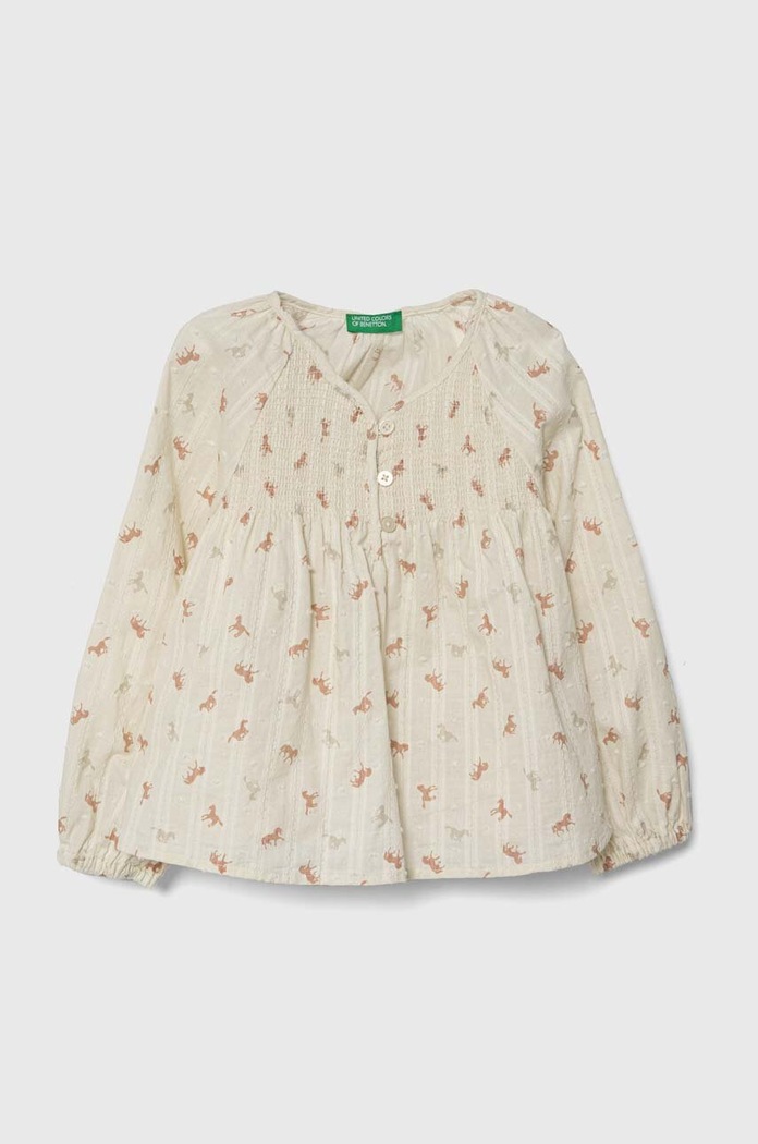 Παιδική βαμβακερή μπλούζα United Colors of Benetton casual μπεζ 5KBUGQ01P.P.Seasonal