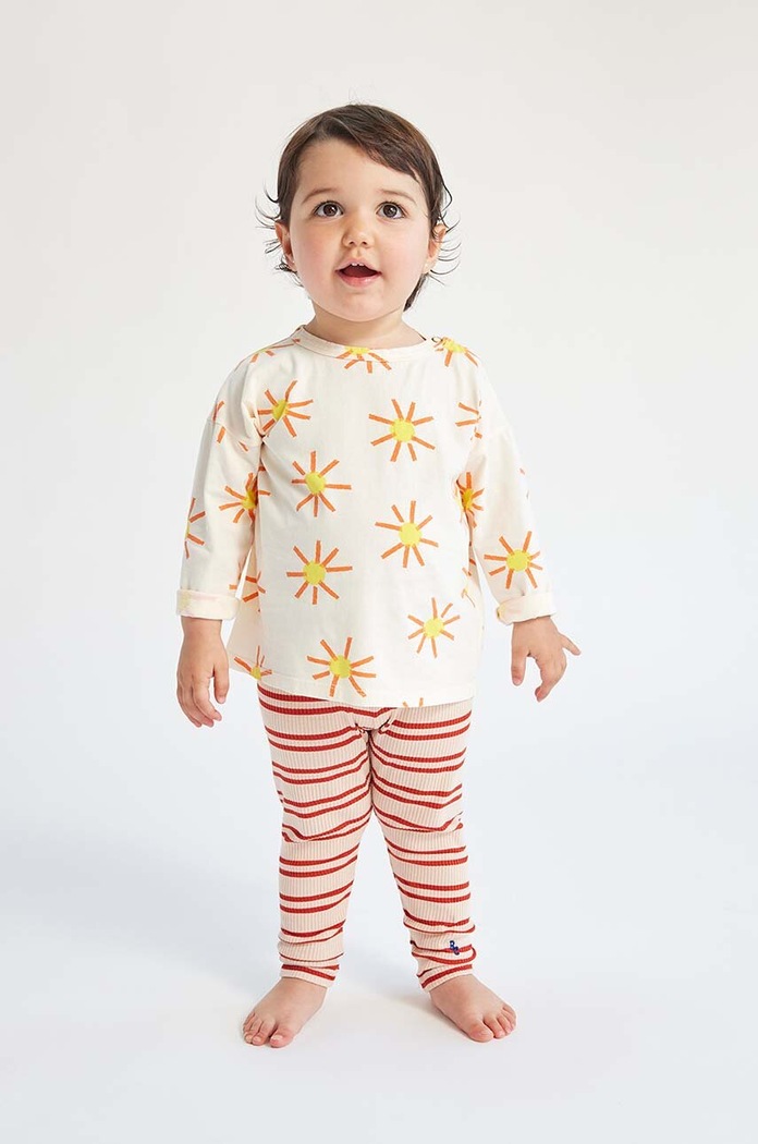 Bobo Choses longsleeve bawełniany niemowlęcy wzorzyste beżowy 124AB014