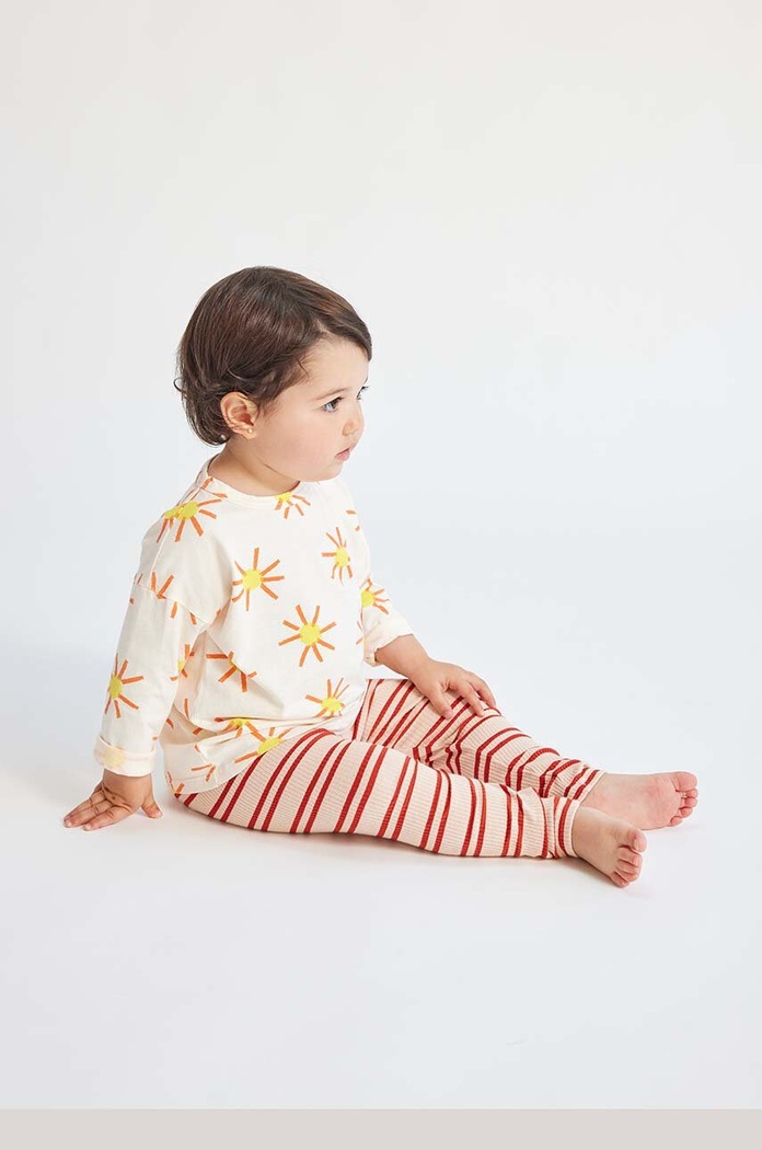 Bobo Choses longsleeve bawełniany niemowlęcy beżowy 124AB014