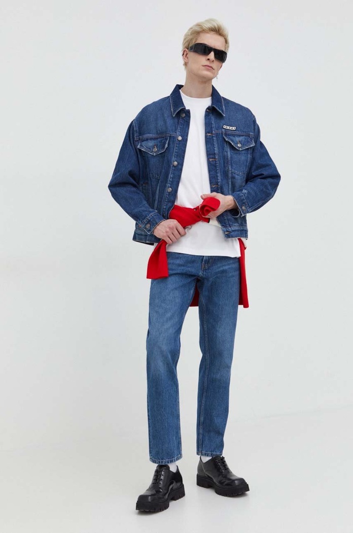 HUGO longsleeve bawełniany 50511045 biały SS24