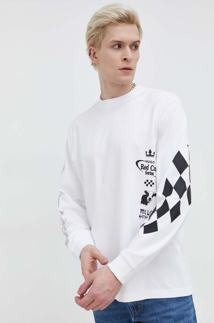 Odzież HUGO longsleeve bawełniany 50511045 biały