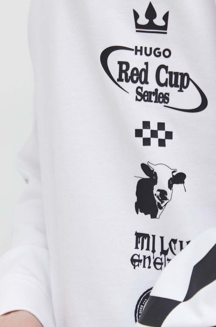 HUGO longsleeve bawełniany 50511045 biały