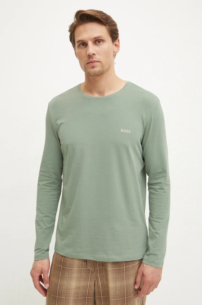 BOSS longsleeve Mix&Match LS-Shirt R z elastanem zielony 50515389