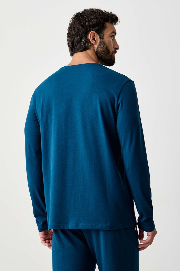 Odzież BOSS Longsleeve lounge męski bawełniany z elastanem Mix&Match LS-Shirt R 50515389 niebieski