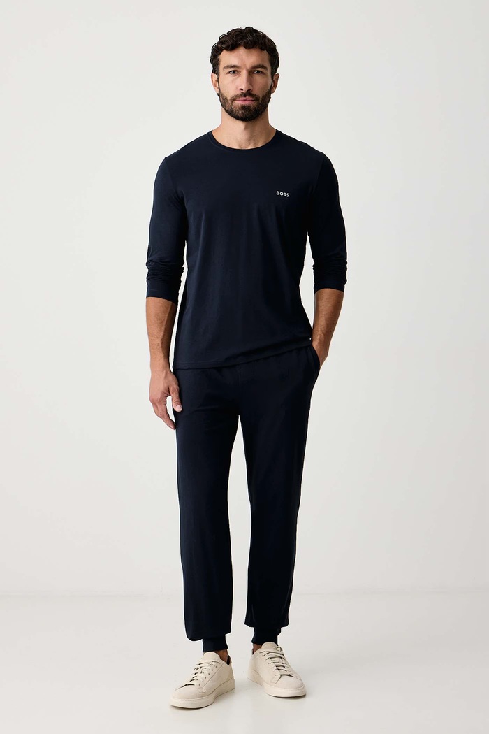 BOSS Homewear majica dugih rukava muška od pamuka s elastanom Mix&Match LS-Shirt R 50515389 mornarsko plava AW25