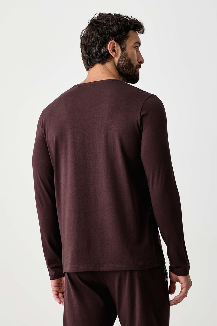 Odjeća BOSS Homewear majica dugih rukava muška od pamuka s elastanom Mix&Match LS-Shirt R 50515389 smeđa