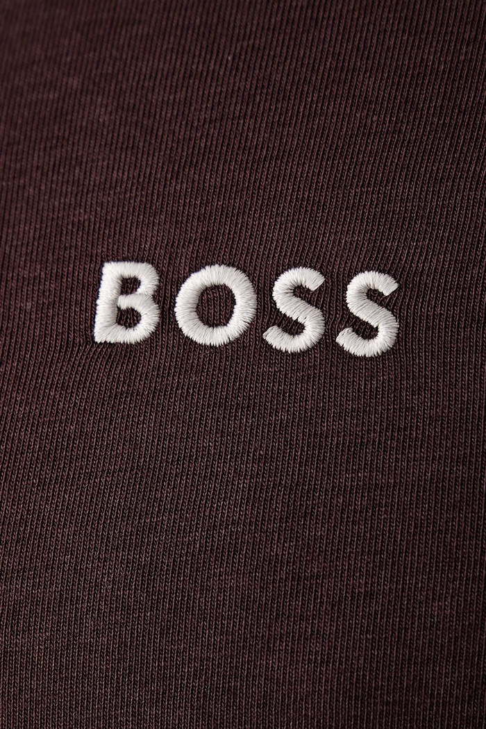 Homewear majica dugih rukava muška od pamuka s elastanom Mix&Match LS-Shirt R BOSS smeđa 50515389