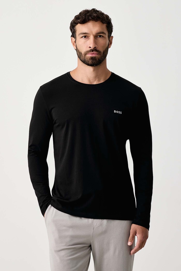BOSS Homewear majica dugih rukava muška od pamuka s elastanom Mix&Match LS-Shirt R crna 50515389