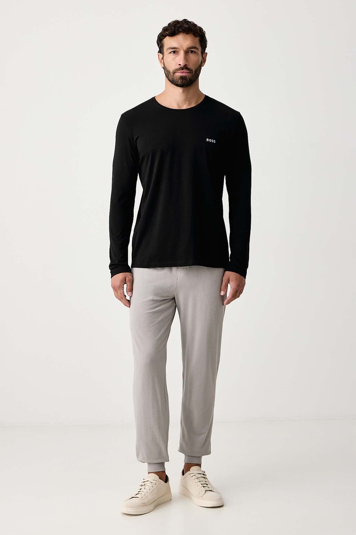BOSS Homewear majica dugih rukava muška od pamuka s elastanom Mix&Match LS-Shirt R 50515389 crna AW25