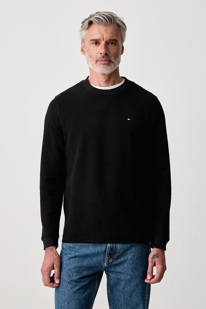 Tommy Hilfiger Tričko s dlhým rukávom pánske s bavlnou čierna MW0MW34251