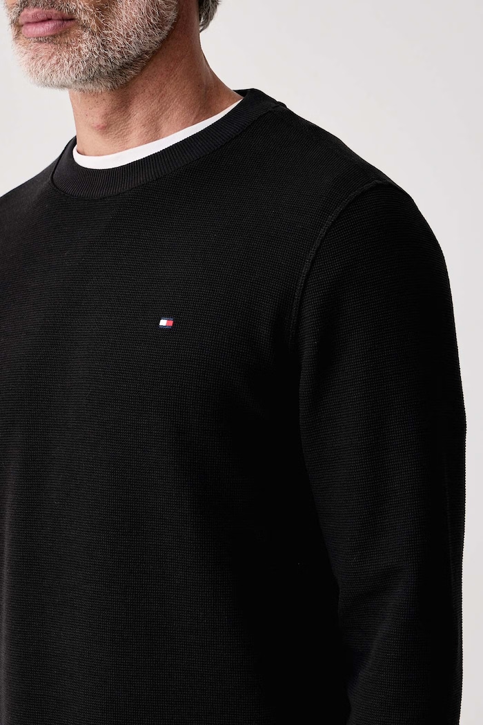 Tričko s dlhým rukávom pánske s bavlnou Tommy Hilfiger MW0MW34251 čierna