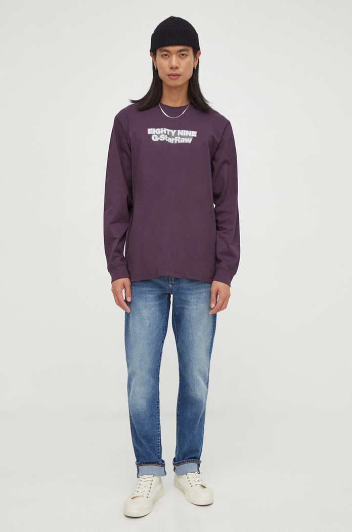 G-Star longsleeve bawełniany D23886.C336 fioletowy SS24