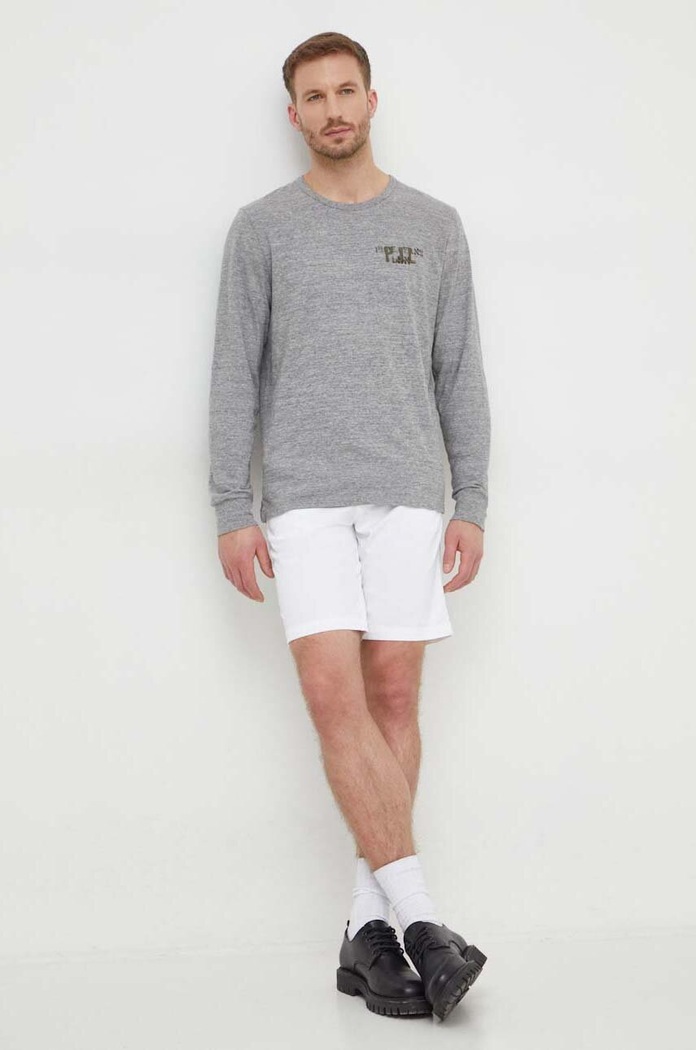 Pamučna majica dugih rukava Pepe Jeans CALEM pamuk siva PM509215