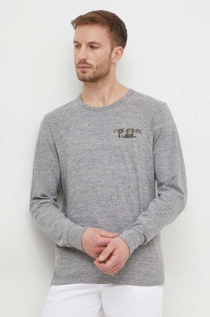 Pamučna majica dugih rukava Pepe Jeans CALEM PM509215 siva SS24