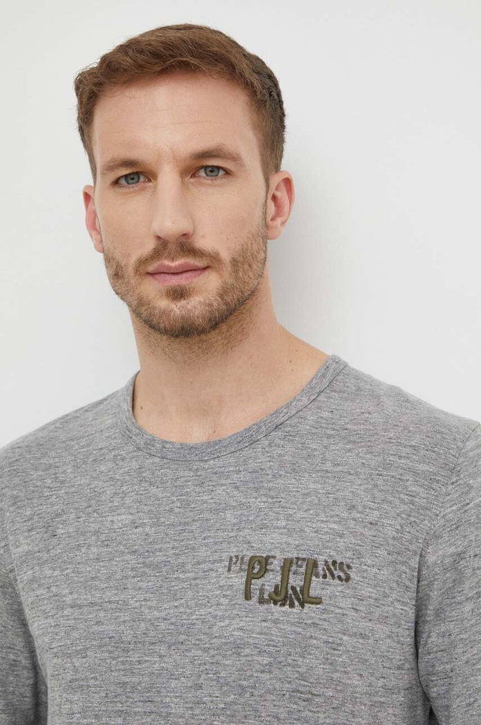 Pamučna majica dugih rukava Pepe Jeans CALEM siva PM509215
