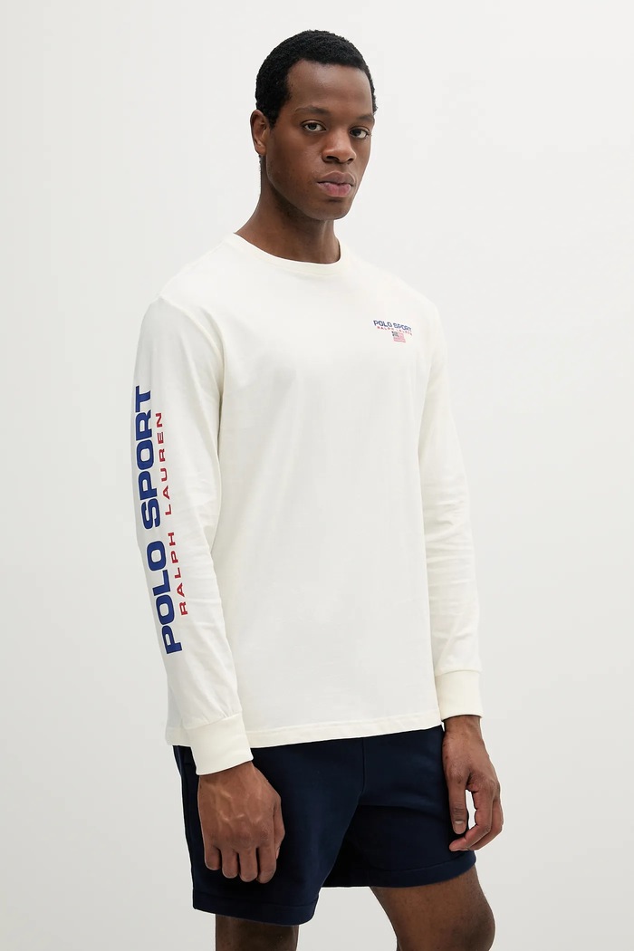 Polo Ralph Lauren longsleeve bawełniany regular beżowy 710814128