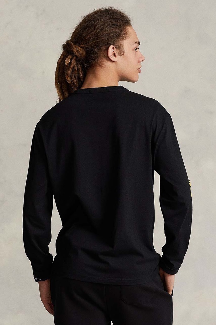 Βαμβακερή μπλούζα με μακριά μανίκια Polo Ralph Lauren 710814128 μαύρο SS25