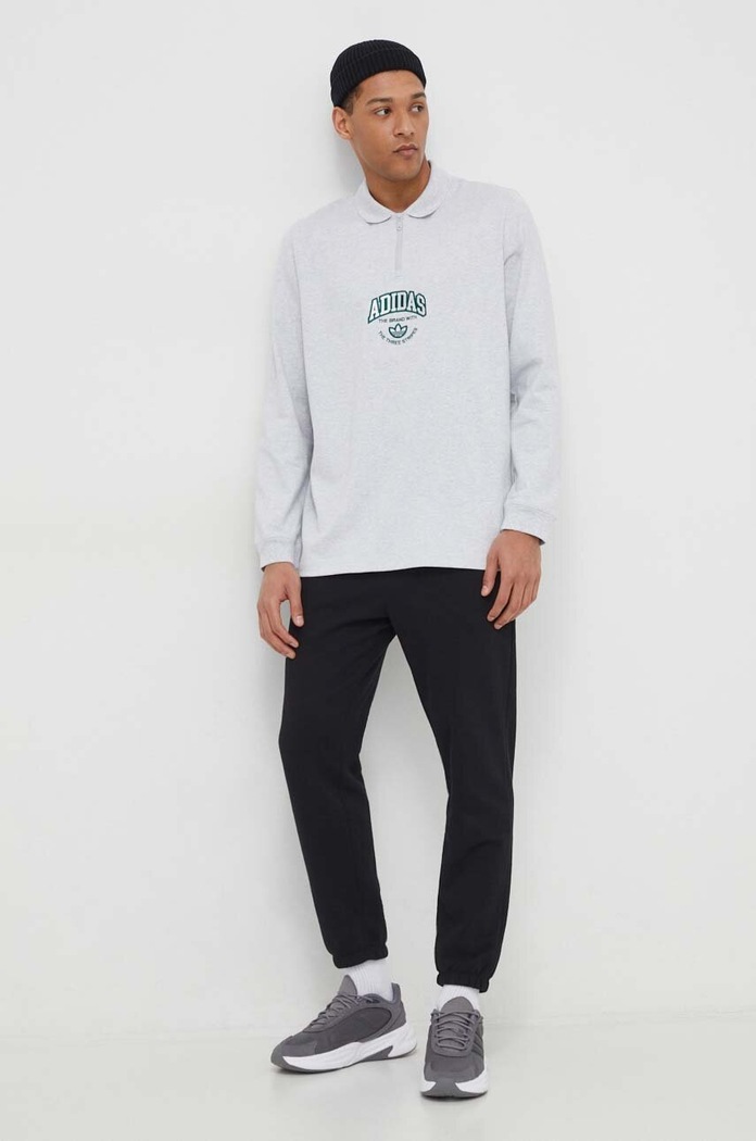 Pamučna dukserica adidas Originals IS0241 siva SS24