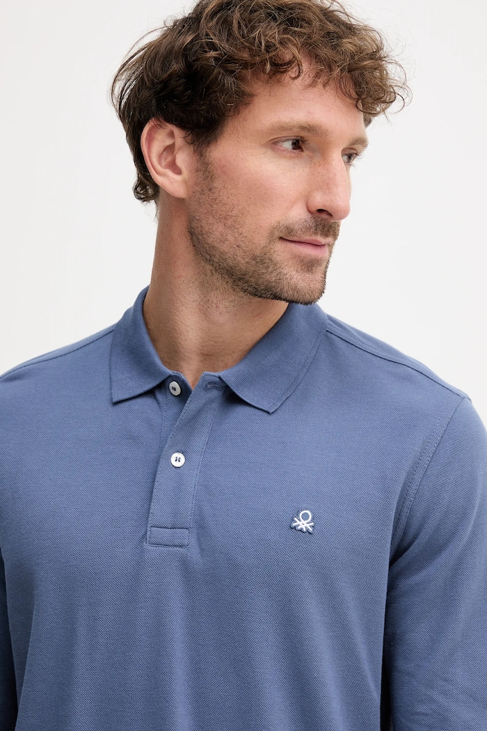 United Colors of Benetton longsleeve bawełniany niebieski 3089J3204
