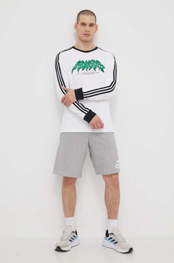 Pamučna majica dugih rukava adidas Originals Flames IS2917 bijela SS24