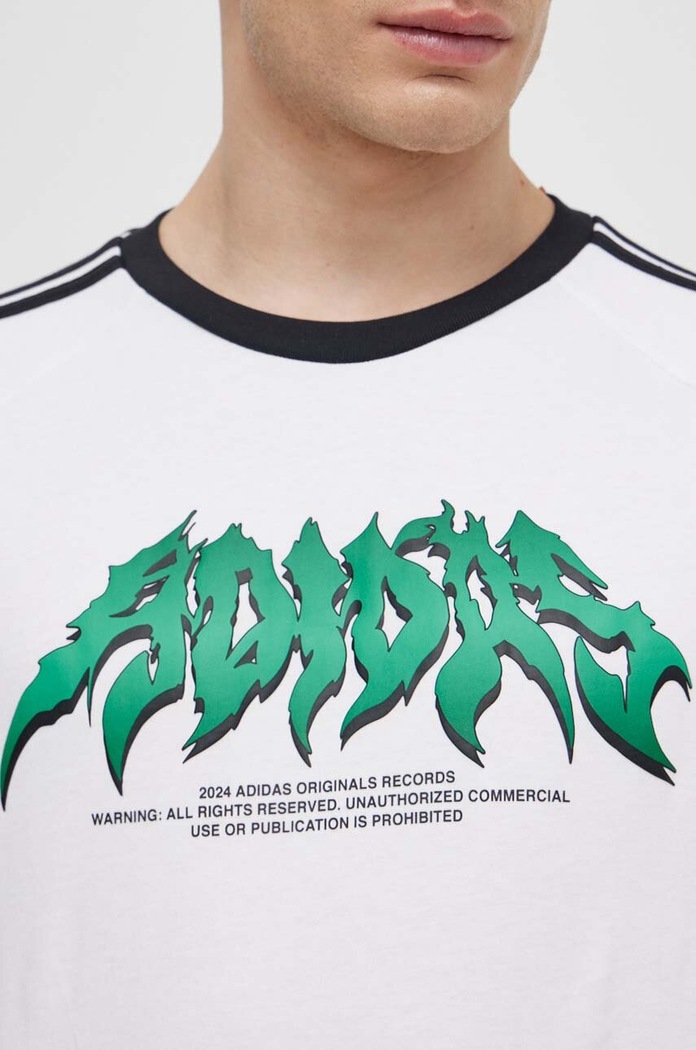 Pamučna majica dugih rukava adidas Originals Flames IS2917 bijela