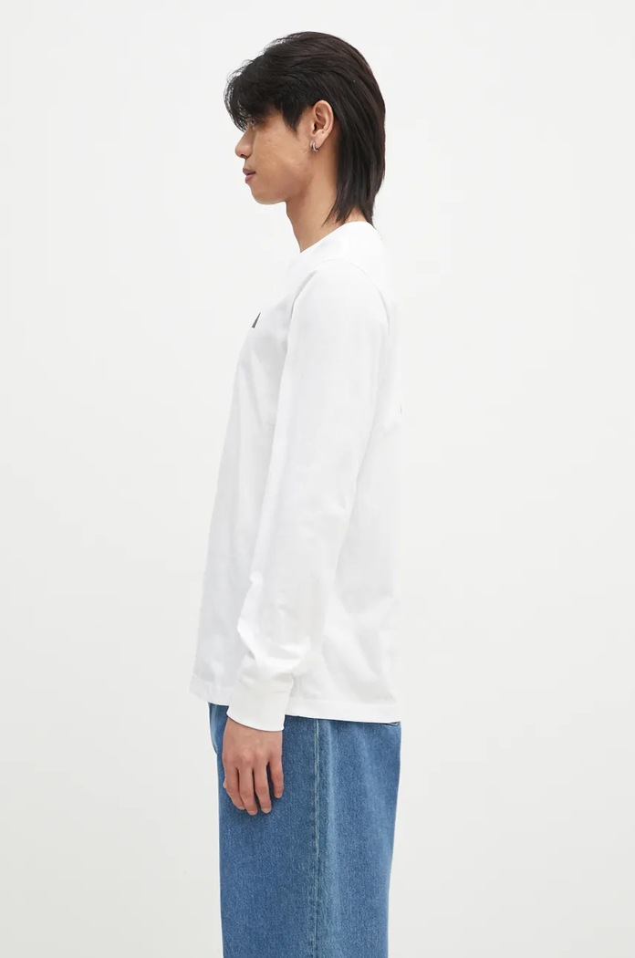 Βαμβακερή μπλούζα με μακριά μανίκια The North Face M L/S Redbox Tee NF0A87NNFN41 μπεζ AW24