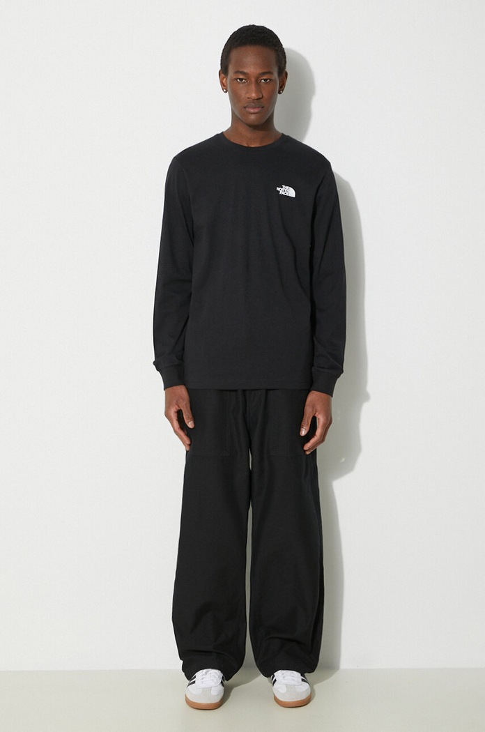 Bavlněné tričko s dlouhým rukávem The North Face M L/S Redbox Tee NF0A87NNJK31 černá AW24
