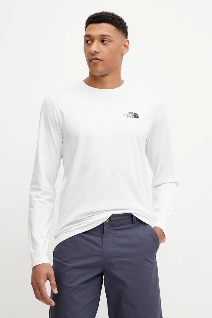 Tričko s dlhým rukávom The North Face M L/S Simple Dome Tee jednofarebný biela NF0A87QNFN41