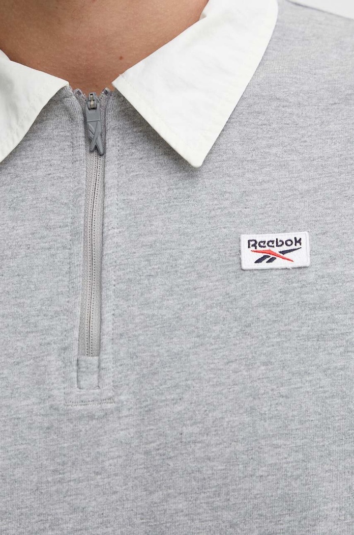 Памучна блуза с дълги ръкави Reebok Court Sport 100076423 сив