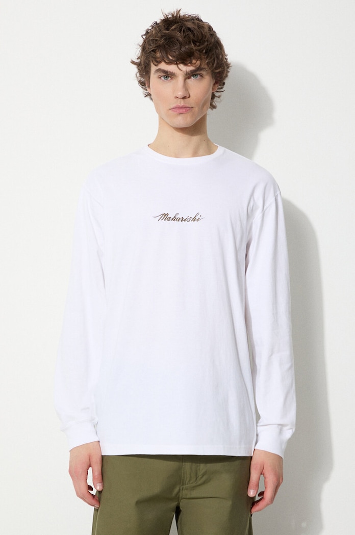 Maharishi top a maniche lunghe in cotone Dragon Bamboo 5080.WHITE bianco SS24