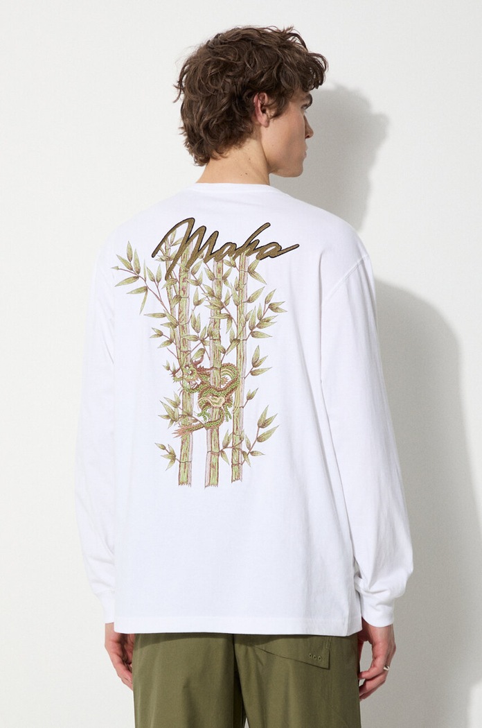 Abbigliamento Maharishi top a maniche lunghe in cotone Dragon Bamboo 5080.WHITE bianco