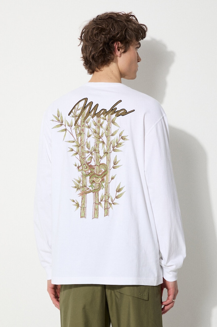 Abbigliamento Maharishi top a maniche lunghe in cotone Dragon Bamboo 5080.WHITE bianco
