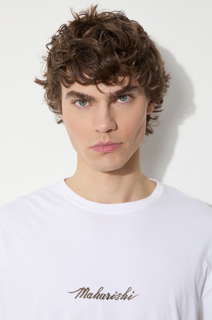 Maharishi top a maniche lunghe in cotone Dragon Bamboo 5080.WHITE bianco
