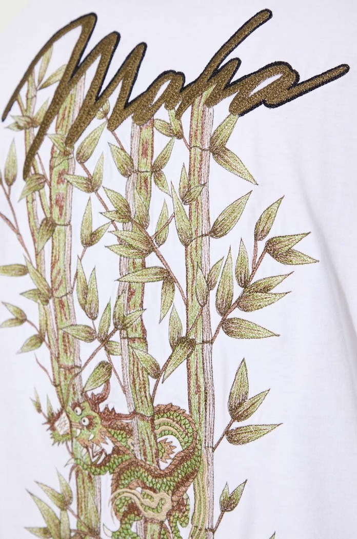 Maharishi top a maniche lunghe in cotone Dragon Bamboo 5080.WHITE