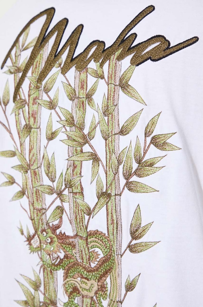 Maharishi top a maniche lunghe in cotone Dragon Bamboo 5080.WHITE
