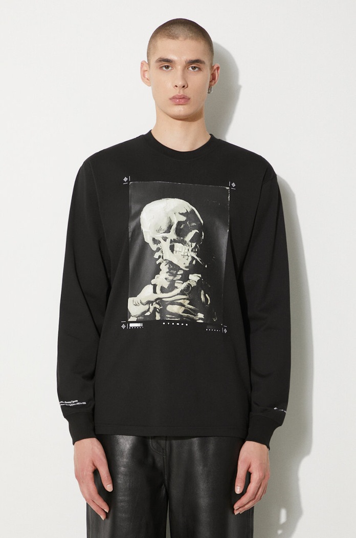 Tričko s dlouhým rukávem STAMPD Skeleton LS Relaxed Tee regular černá SLA.M3249LT.BLK
