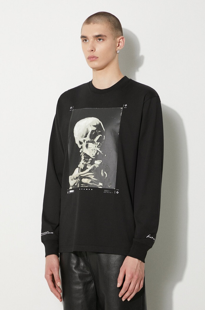Tričko s dlouhým rukávem STAMPD Skeleton LS Relaxed Tee černá SLA.M3249LT.BLK