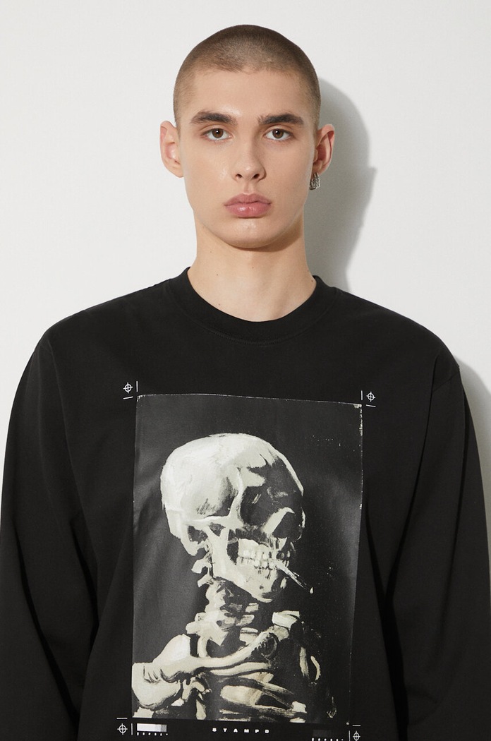 Tričko s dlouhým rukávem STAMPD Skeleton LS Relaxed Tee SLA.M3249LT.BLK černá