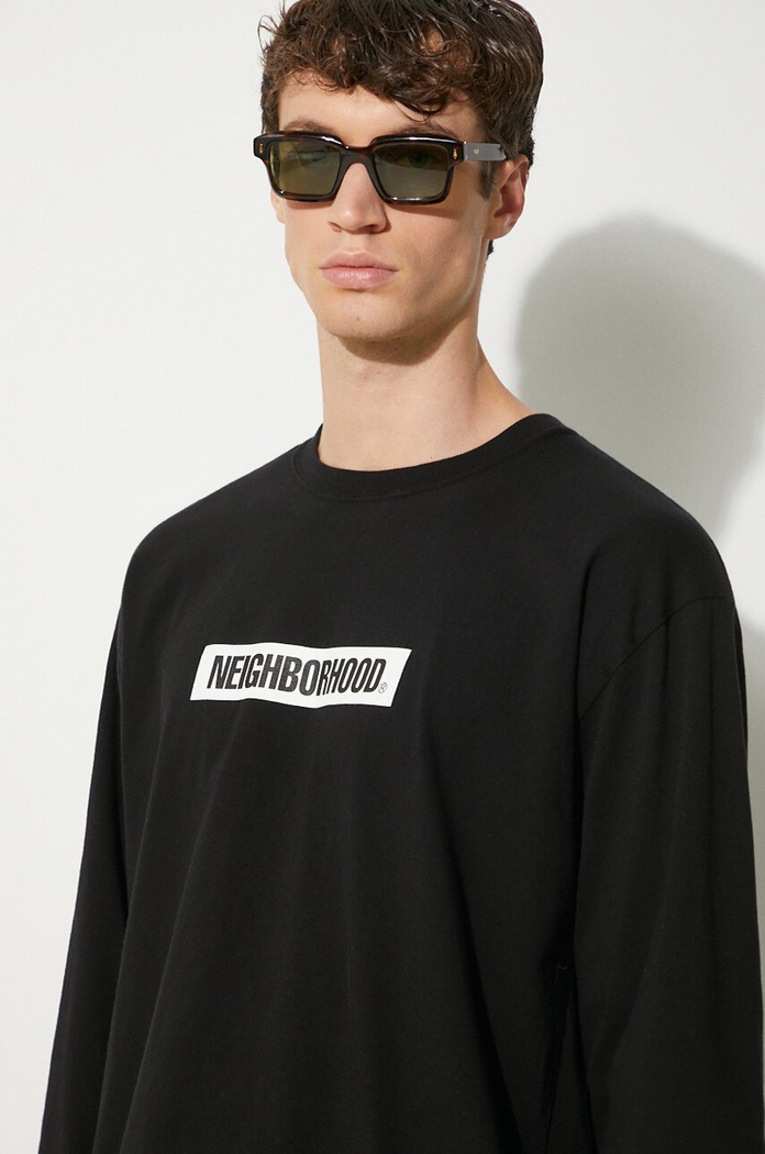 Βαμβακερή μπλούζα με μακριά μανίκια NEIGHBORHOOD NH . Tee Longsleeve-2 241PCNH.LT02 μαύρο