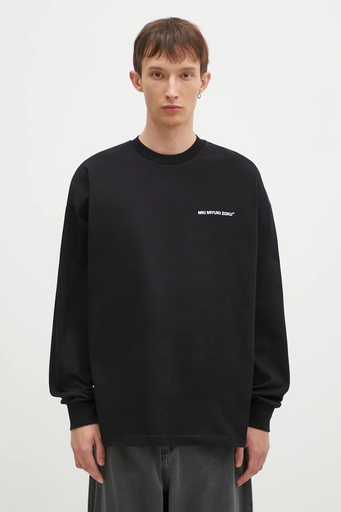 MKI MIYUKI ZOKU longsleeve bawełniany Uniform Long Sleeve Tee gładkie czarny UNIFORM.LONG.SLEEVE.TEE